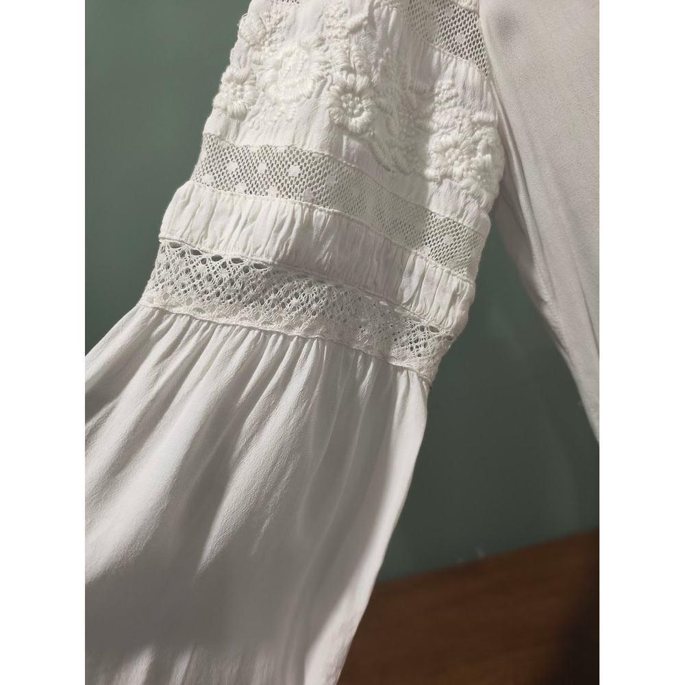 Chico's Off White Lace Embroidered Balloon Sleeve Blouse Size 0 US 4/6 - Picture 2 of 7